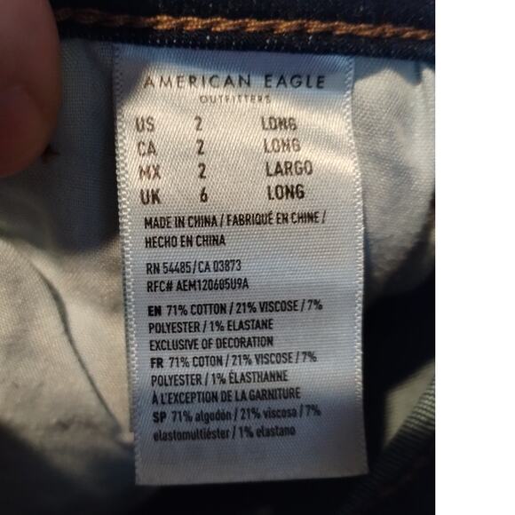 American Eagle Womens Size 2 Long Next Level Stretch Dark Wash Skinny Blue Jeans - Picture 8 of 9